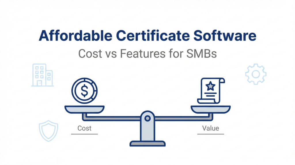 Affordable certificate software guide for small businesses comparing cost versus features for budget-conscious HR teams and training providers