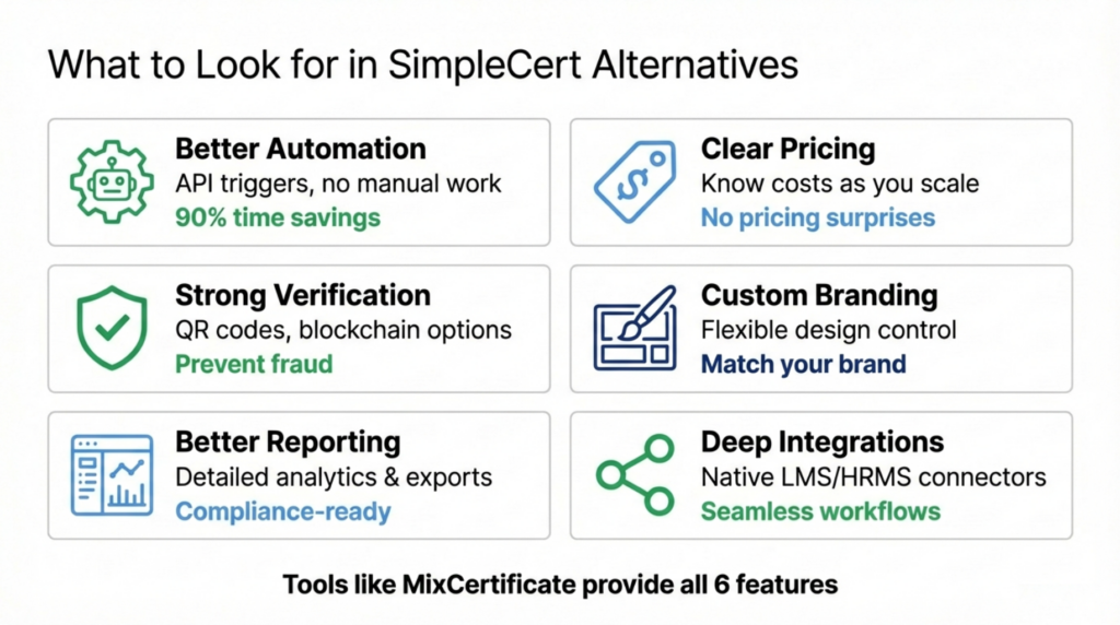 Key features to evaluate when comparing SimpleCert alternatives for small businesses 