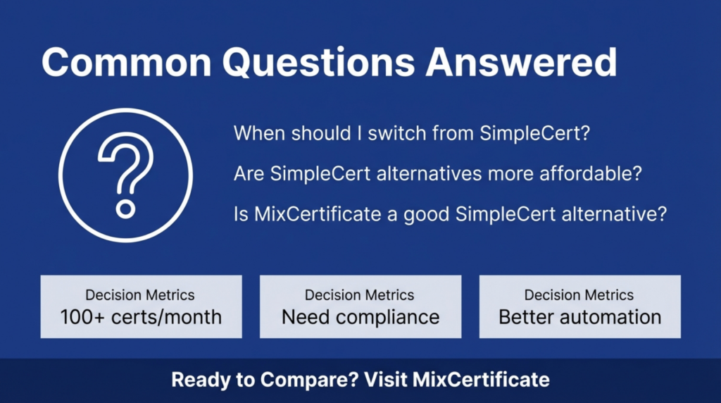 Frequently asked questions about SimpleCert alternatives and migration 
