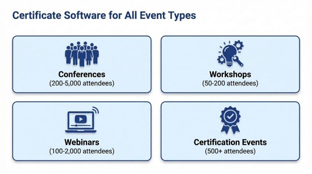 Digital certificates for events being accessed on mobile devices by conference attendees
